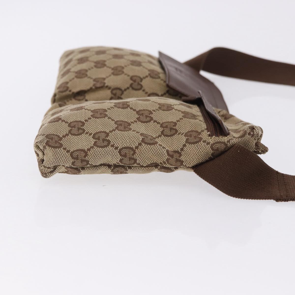 GUCCI GG Canvas Waist Bag Beige Silver 018 1621 Auth hk4059