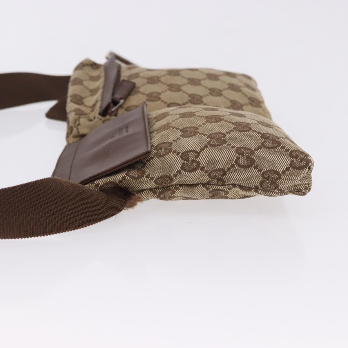 GUCCI GG Canvas Waist Bag Beige Silver 018 1621 Auth hk4059