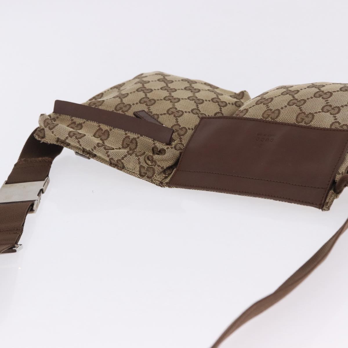 GUCCI GG Canvas Waist Bag Beige Silver 018 1621 Auth hk4059