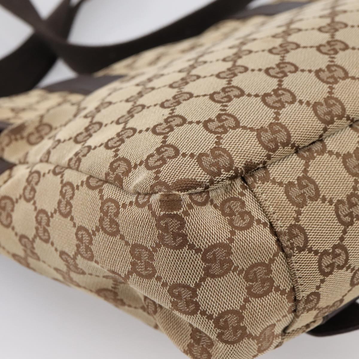 GUCCI GG Canvas Shoulder Bag Beige Silver 145859 Auth hk4060
