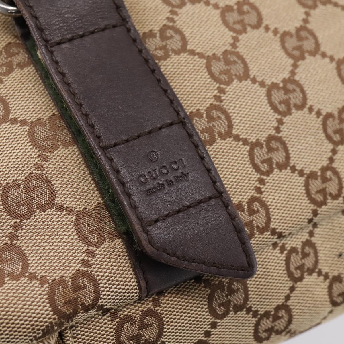 GUCCI GG Canvas Shoulder Bag Beige Silver 145859 Auth hk4060