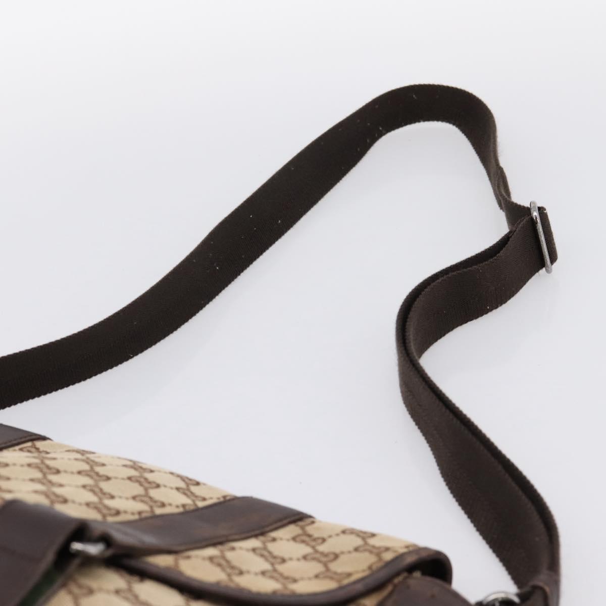 GUCCI GG Canvas Shoulder Bag Beige Silver 145859 Auth hk4060