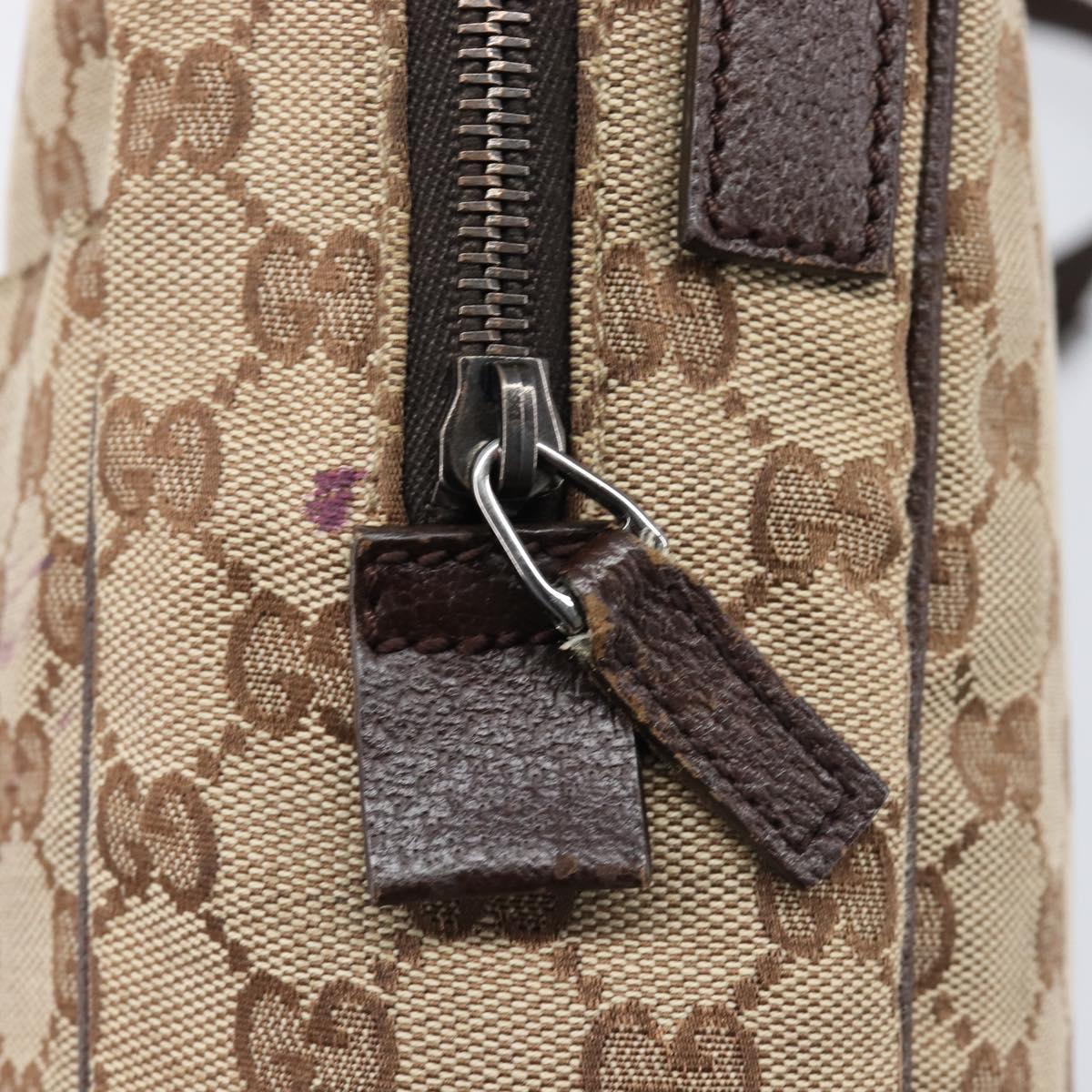 GUCCI GG Canvas Shoulder Bag Beige Silver 122759 Auth hk4061