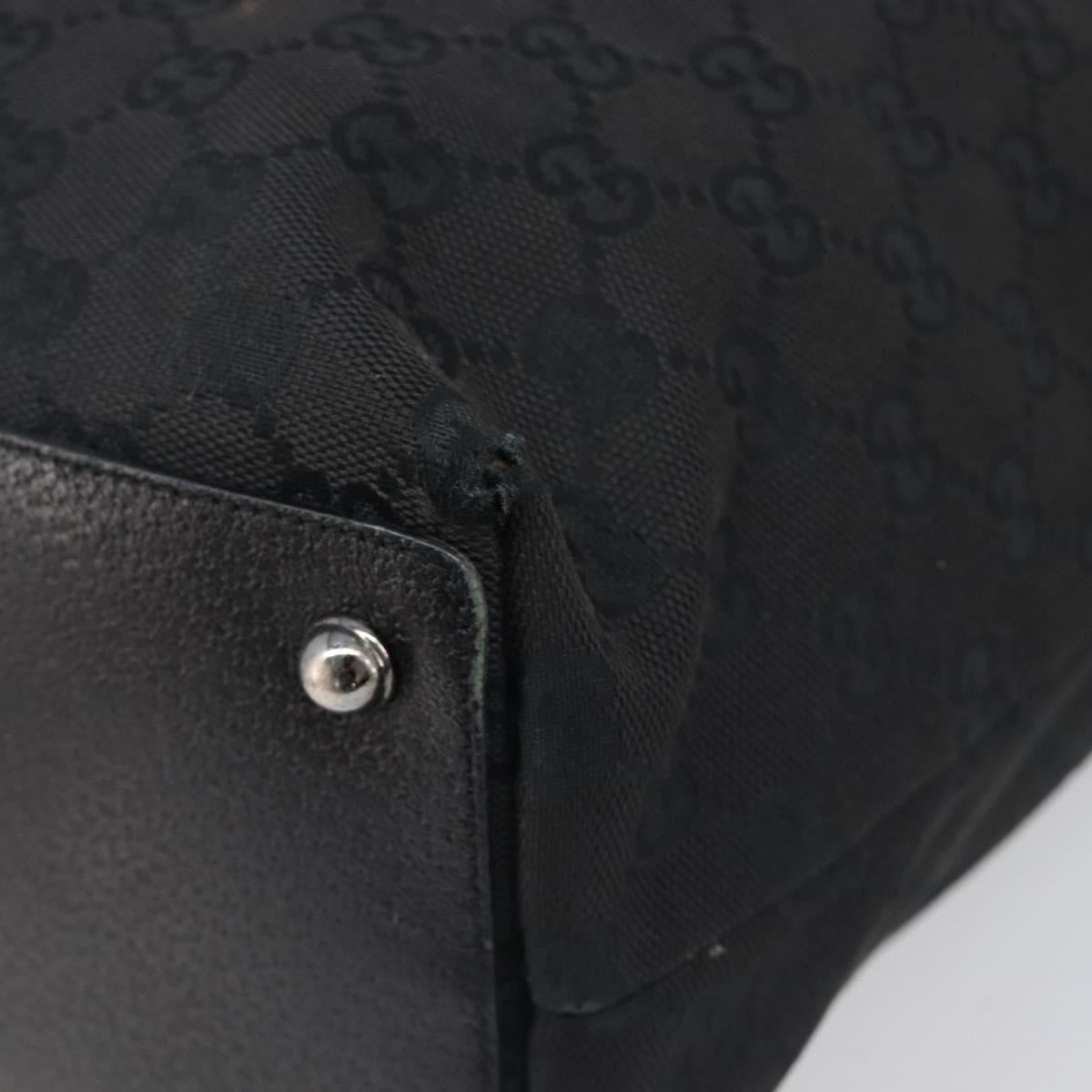 GUCCI GG Canvas Tote Bag Black Silver 120836 Auth hk4062
