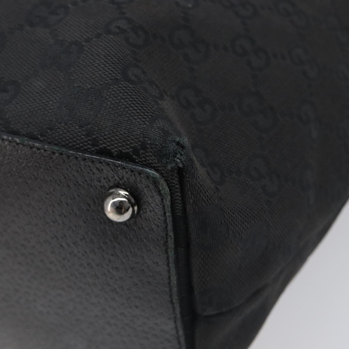 GUCCI GG Canvas Tote Bag Black Silver 120836 Auth hk4062