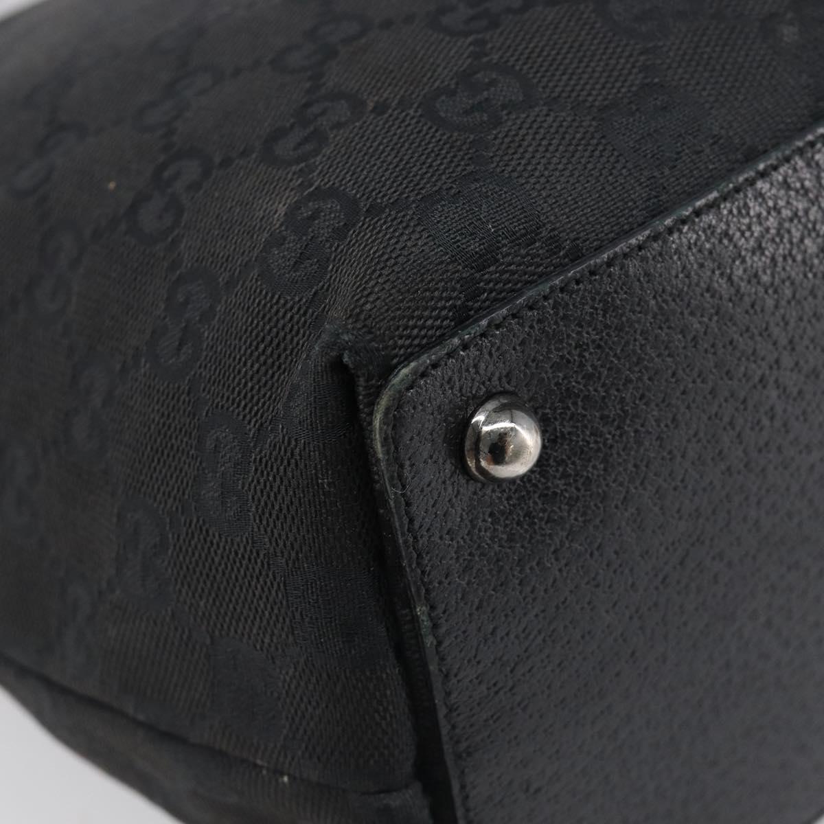 GUCCI GG Canvas Tote Bag Black Silver 120836 Auth hk4062