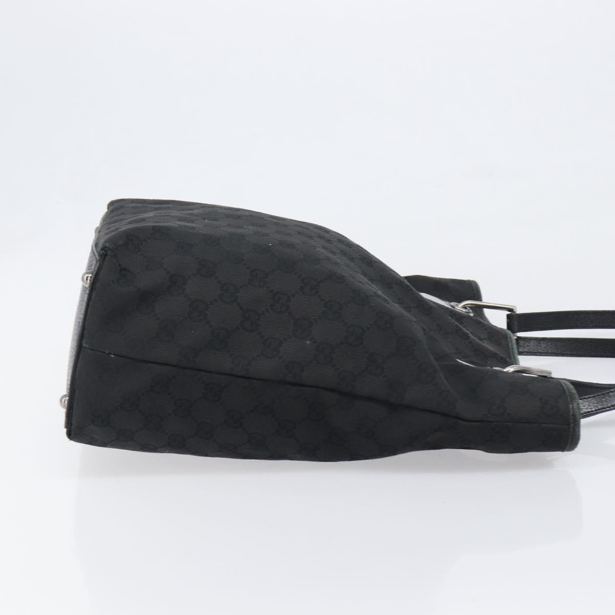 GUCCI GG Canvas Tote Bag Black Silver 120836 Auth hk4062