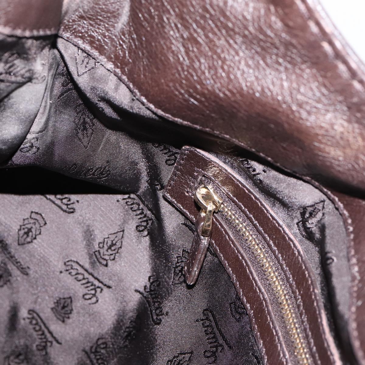 GUCCI GG Canvas Guccissima Bag Leather Dark Brown Gold 203503 Auth hk4064
