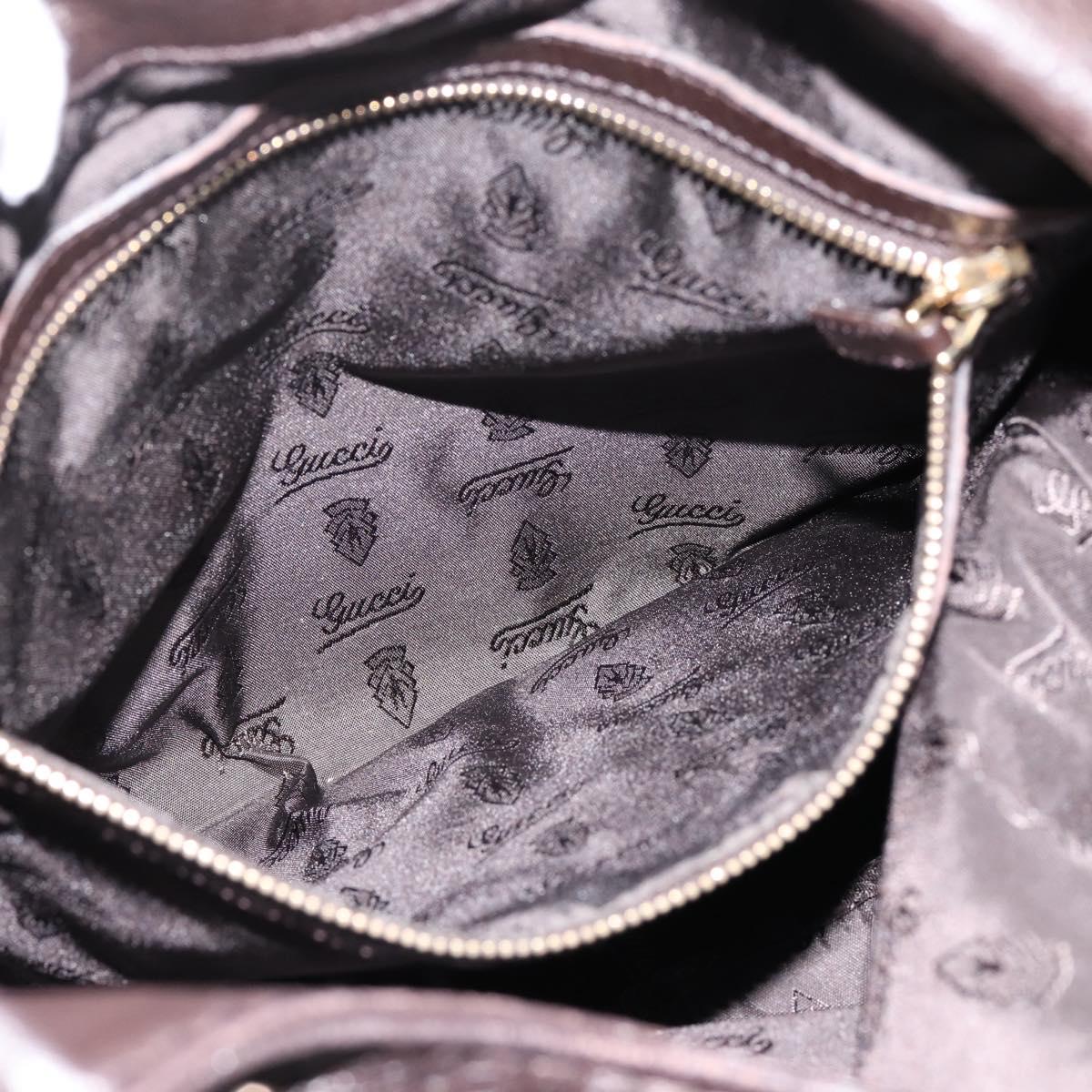 GUCCI GG Canvas Guccissima Bag Leather Dark Brown Gold 203503 Auth hk4064