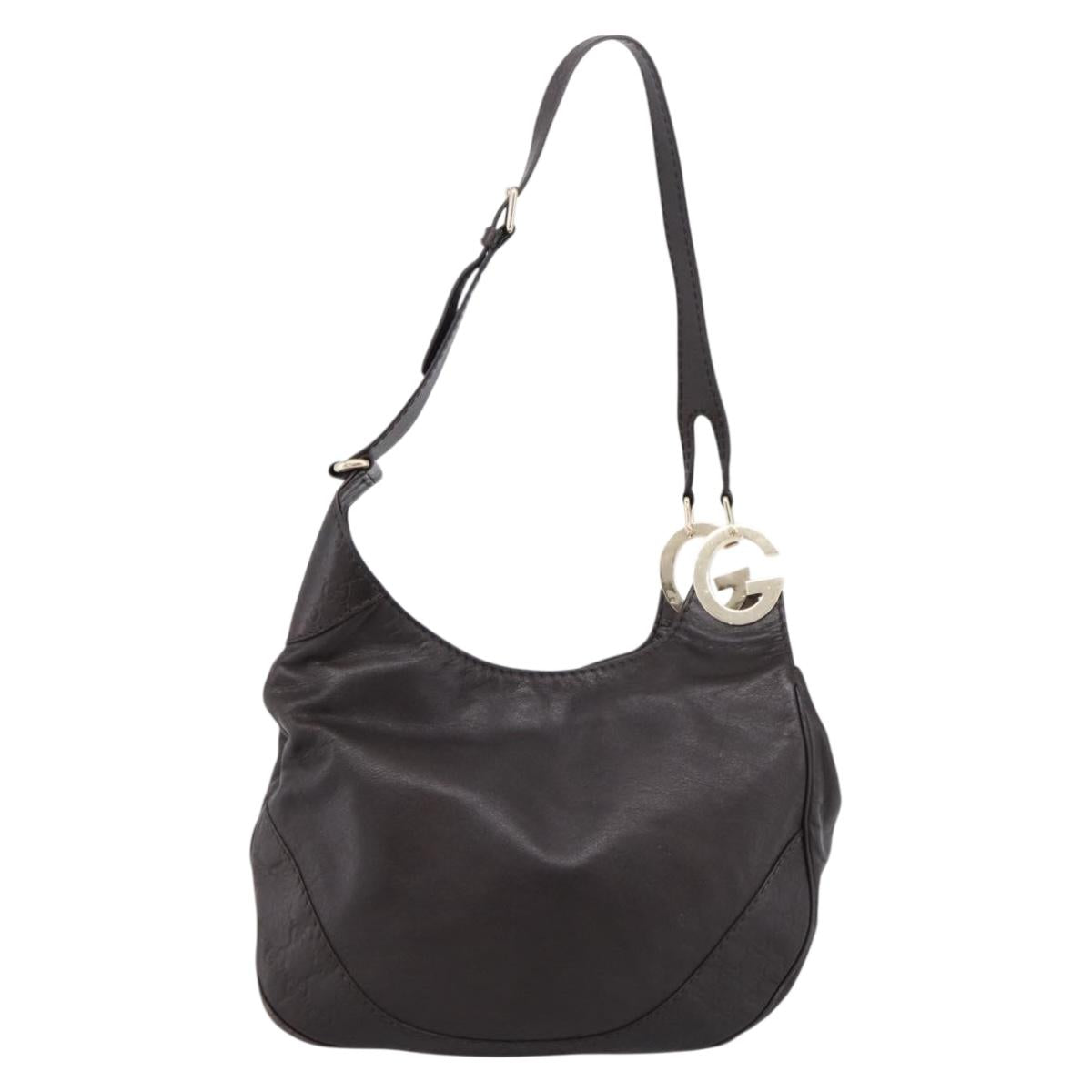 GUCCI GG Canvas Guccissima Bag Leather Dark Brown Gold 203503 Auth hk4064