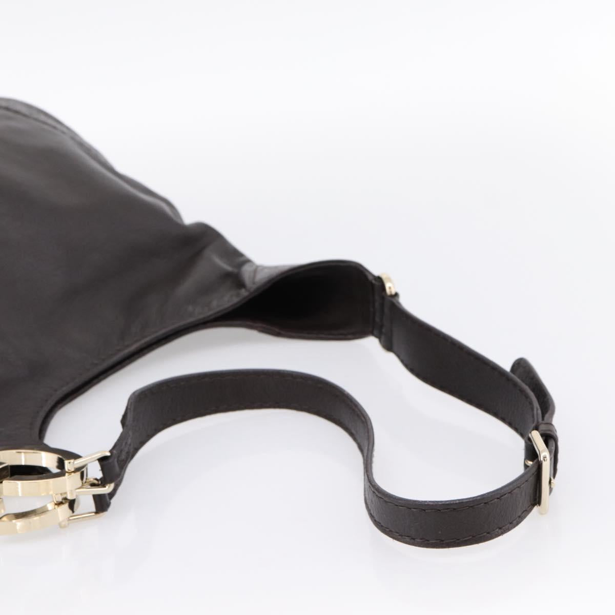 GUCCI GG Canvas Guccissima Bag Leather Dark Brown Gold 203503 Auth hk4064