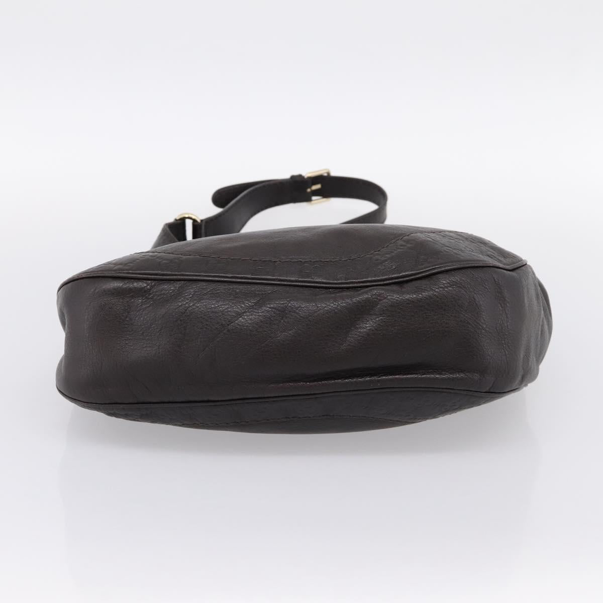 GUCCI GG Canvas Guccissima Bag Leather Dark Brown Gold 203503 Auth hk4064