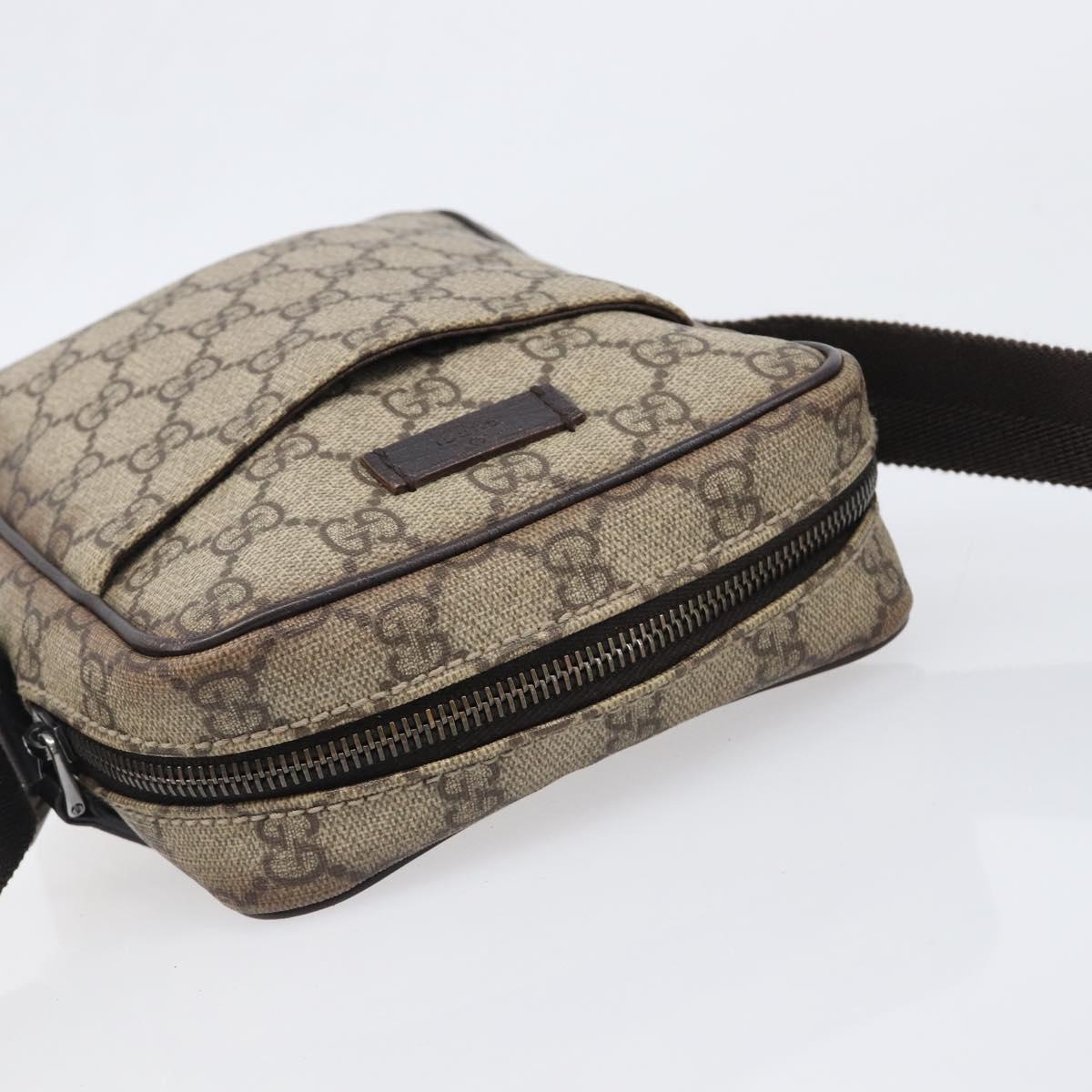 GUCCI GG Supreme Shoulder Bag PVC Beige Silver 122754 Auth hk4066