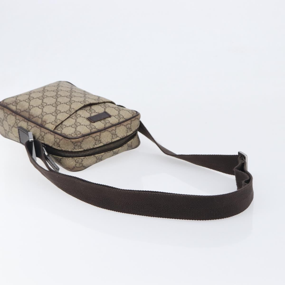 GUCCI GG Supreme Shoulder Bag PVC Beige Silver 122754 Auth hk4066