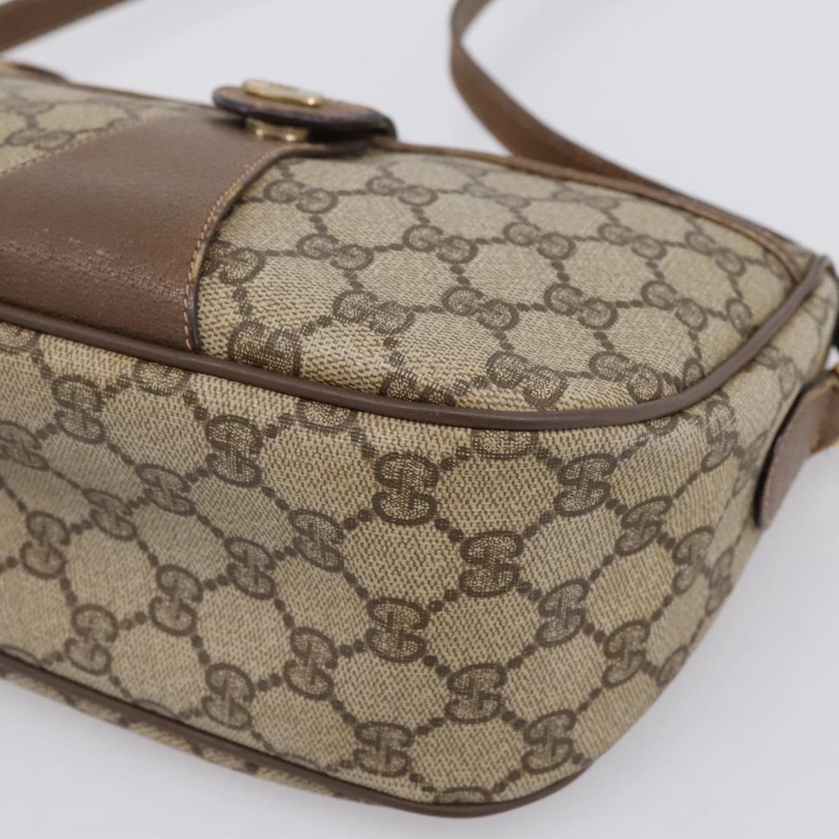 GUCCI GG Supreme Web Sherry Line Bag PVC Beige Gold 89 02 032 Auth hk4068