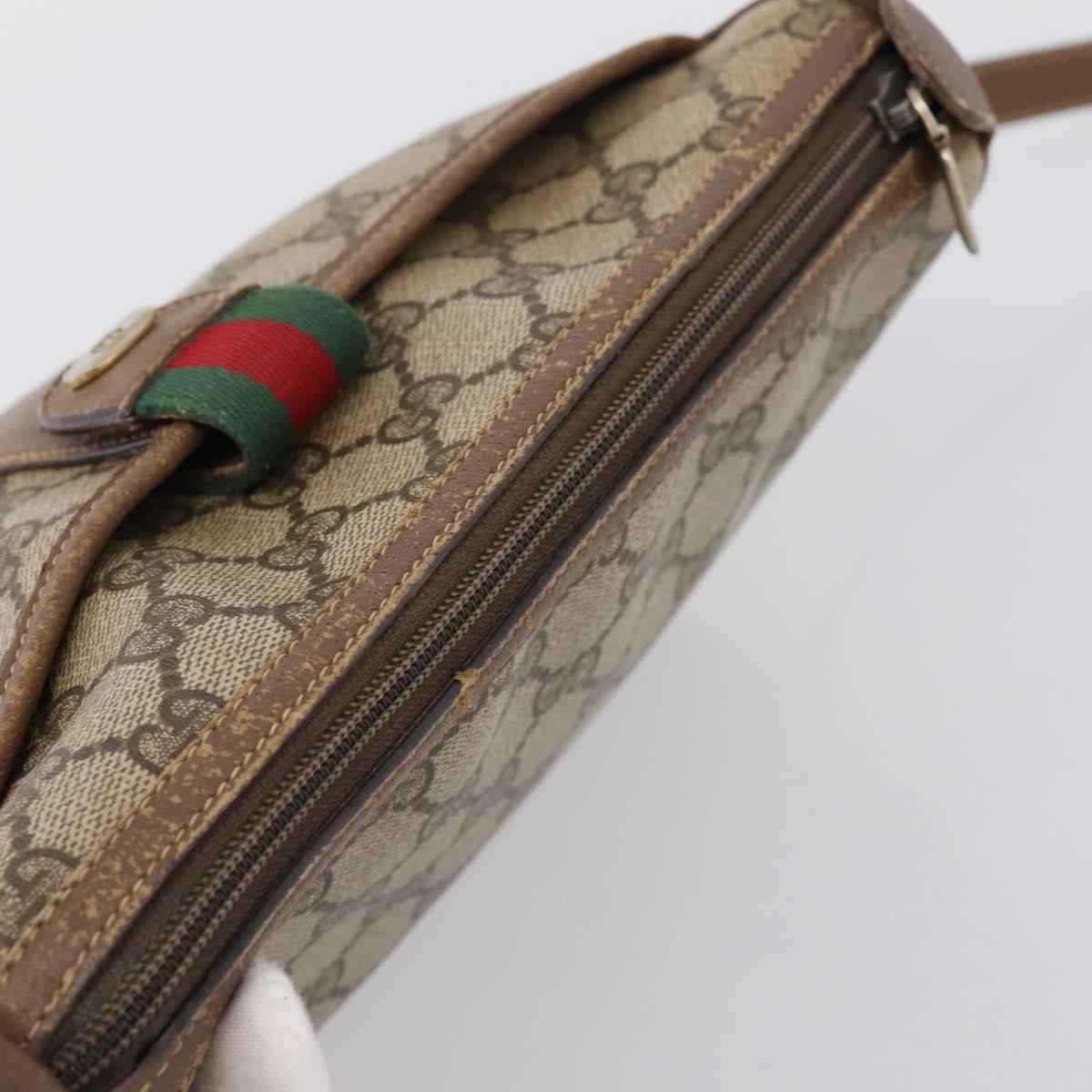GUCCI GG Supreme Web Sherry Line Bag PVC Beige Gold 89 02 032 Auth hk4068