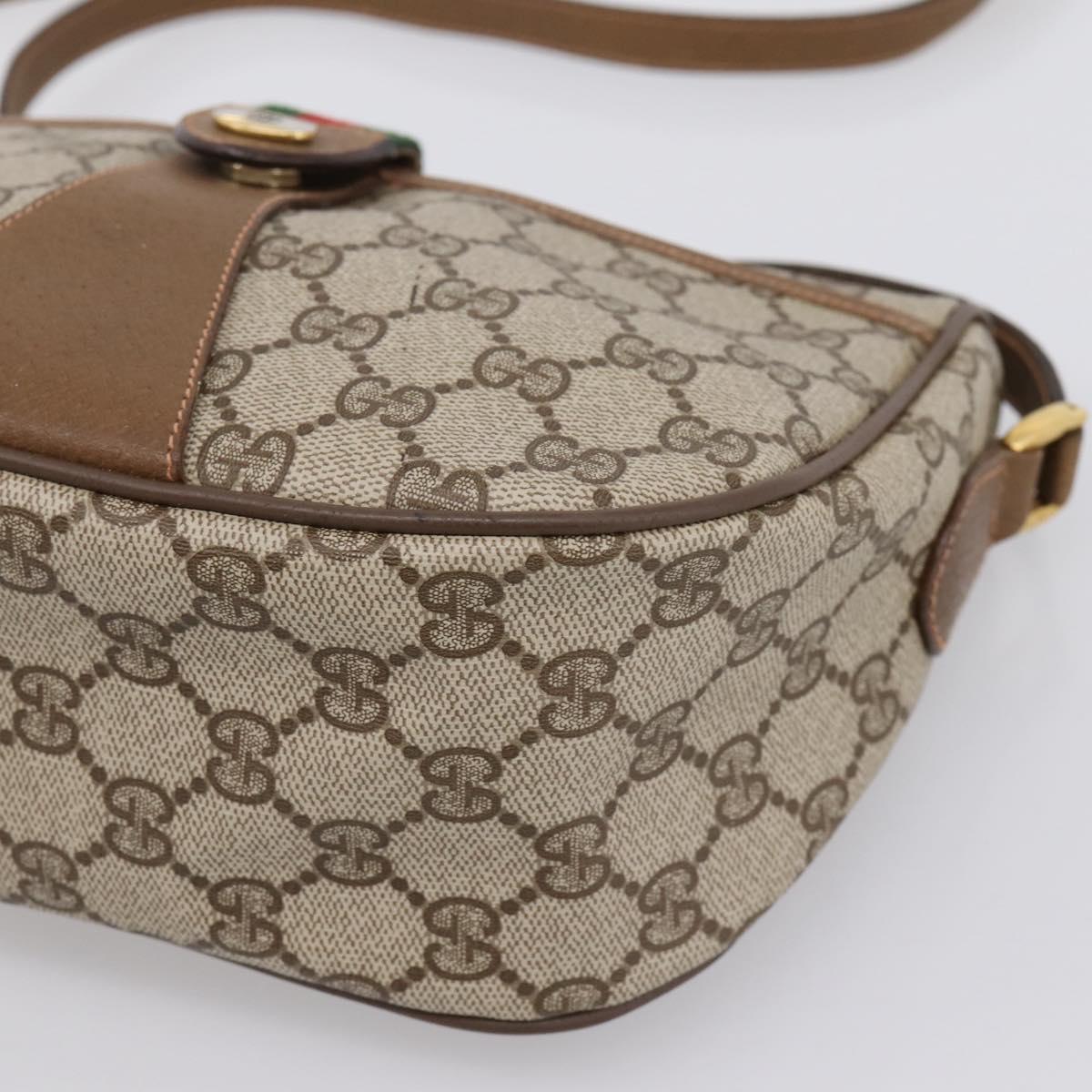 GUCCI GG Supreme Web Sherry Line Bag PVC Beige Gold 89 02 032 Auth hk4069
