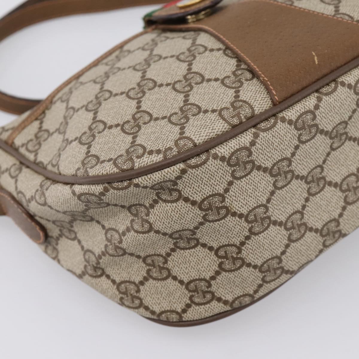 GUCCI GG Supreme Web Sherry Line Bag PVC Beige Gold 89 02 032 Auth hk4069