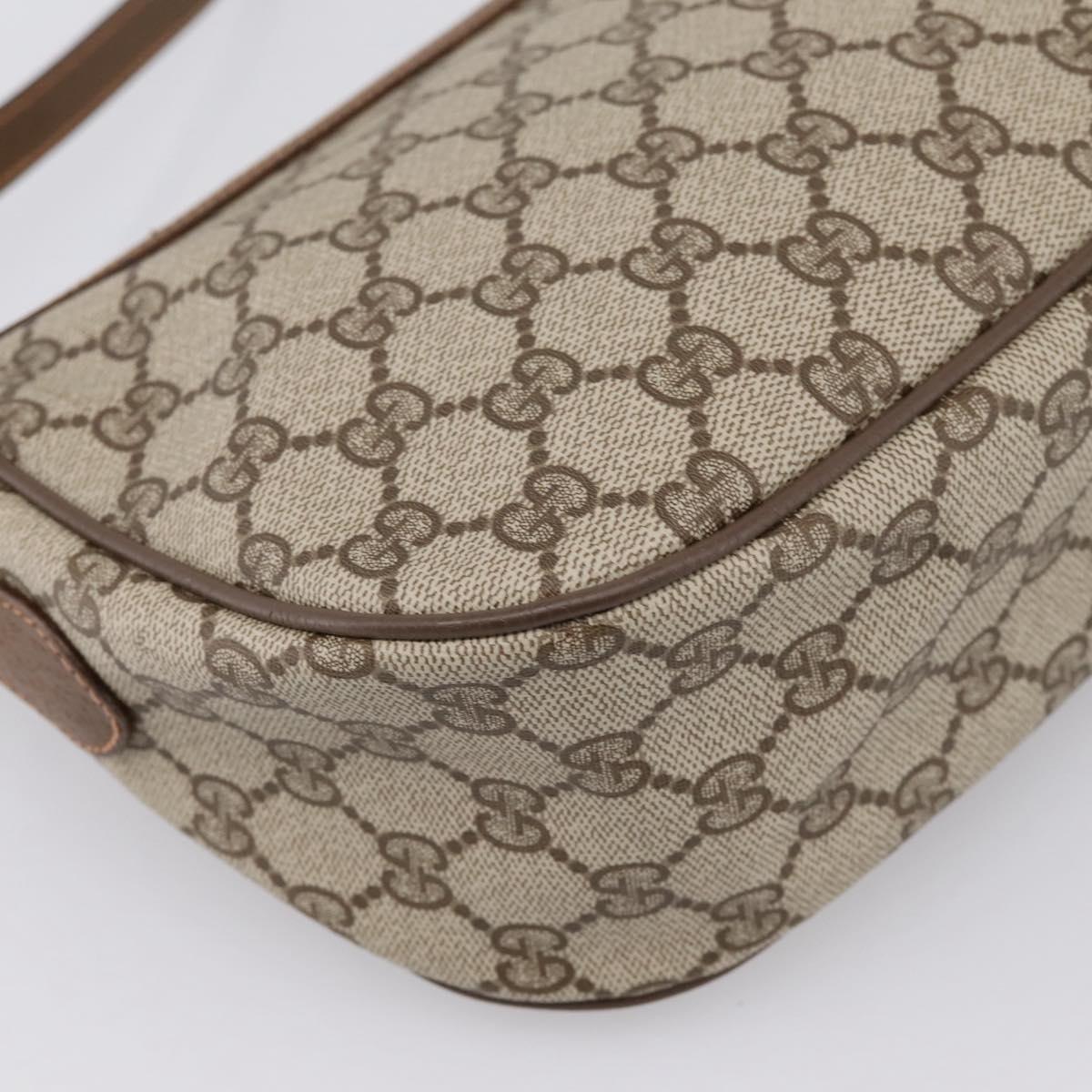 GUCCI GG Supreme Web Sherry Line Bag PVC Beige Gold 89 02 032 Auth hk4069