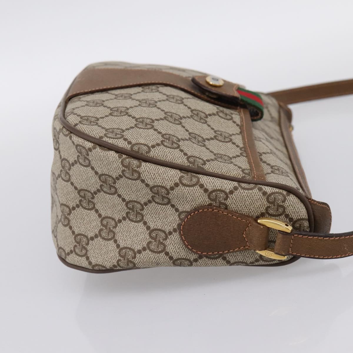 GUCCI GG Supreme Web Sherry Line Bag PVC Beige Gold 89 02 032 Auth hk4069