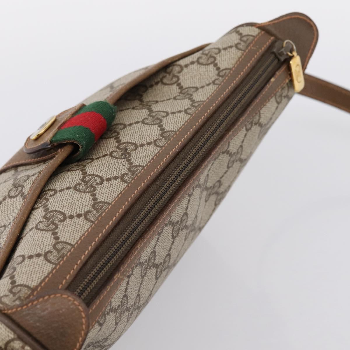 GUCCI GG Supreme Web Sherry Line Bag PVC Beige Gold 89 02 032 Auth hk4069