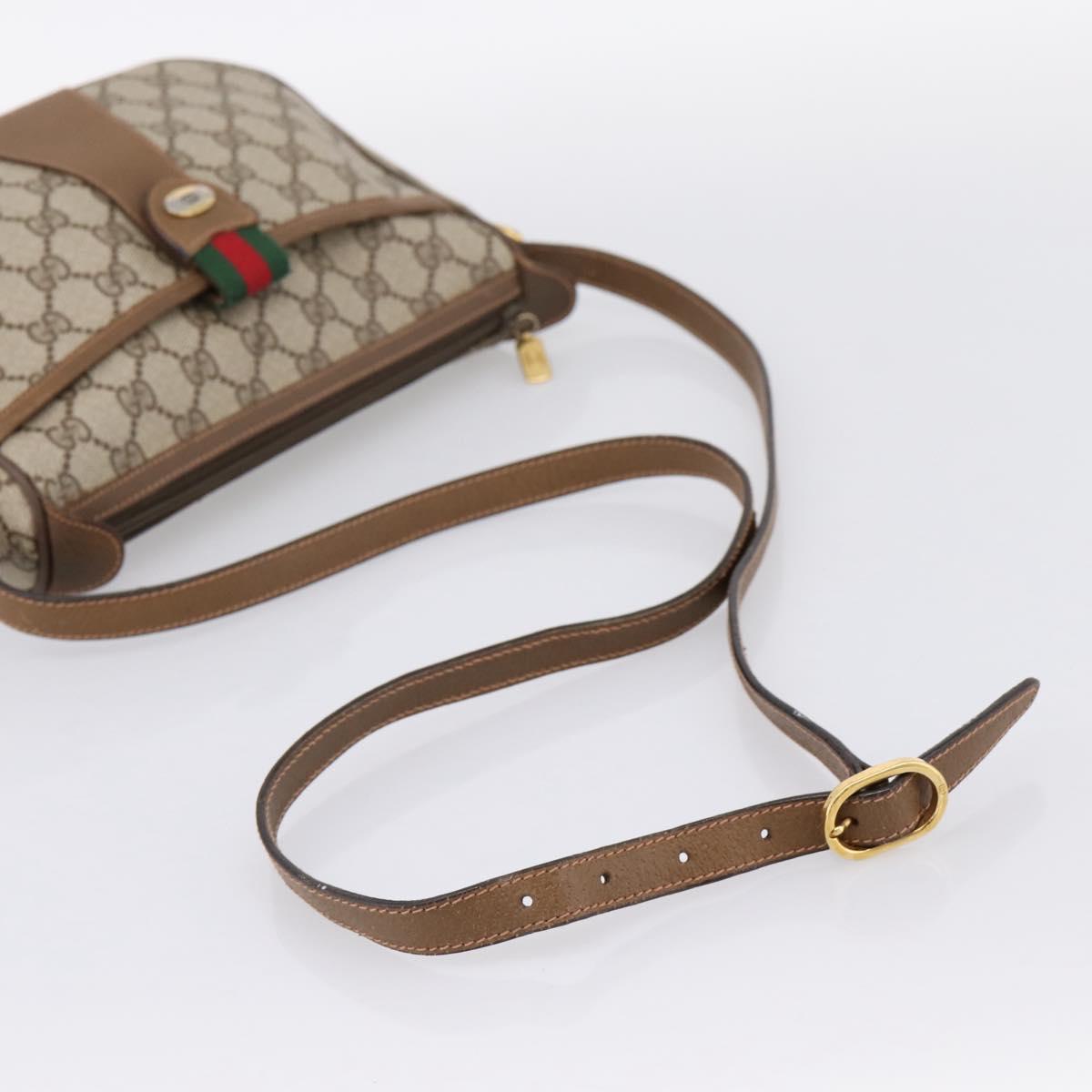 GUCCI GG Supreme Web Sherry Line Bag PVC Beige Gold 89 02 032 Auth hk4069
