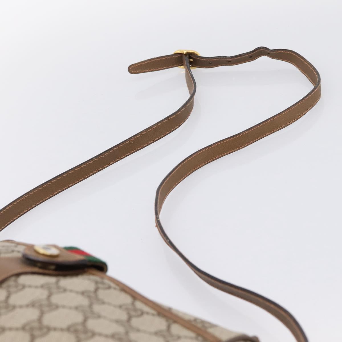 GUCCI GG Supreme Web Sherry Line Bag PVC Beige Gold 89 02 032 Auth hk4069