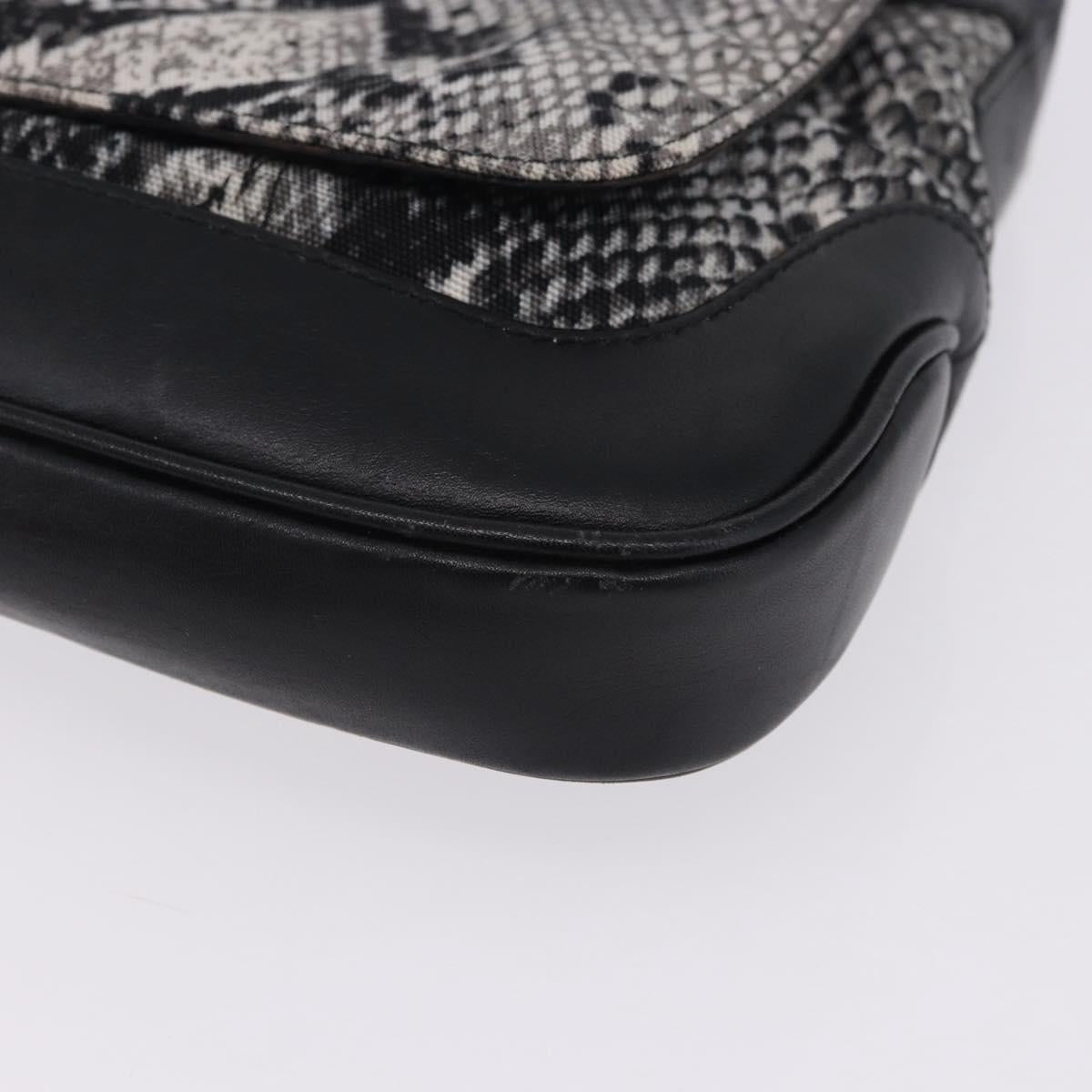 GUCCI Jackie Shoulder Bag Canvas Black Silver Auth hk4070A