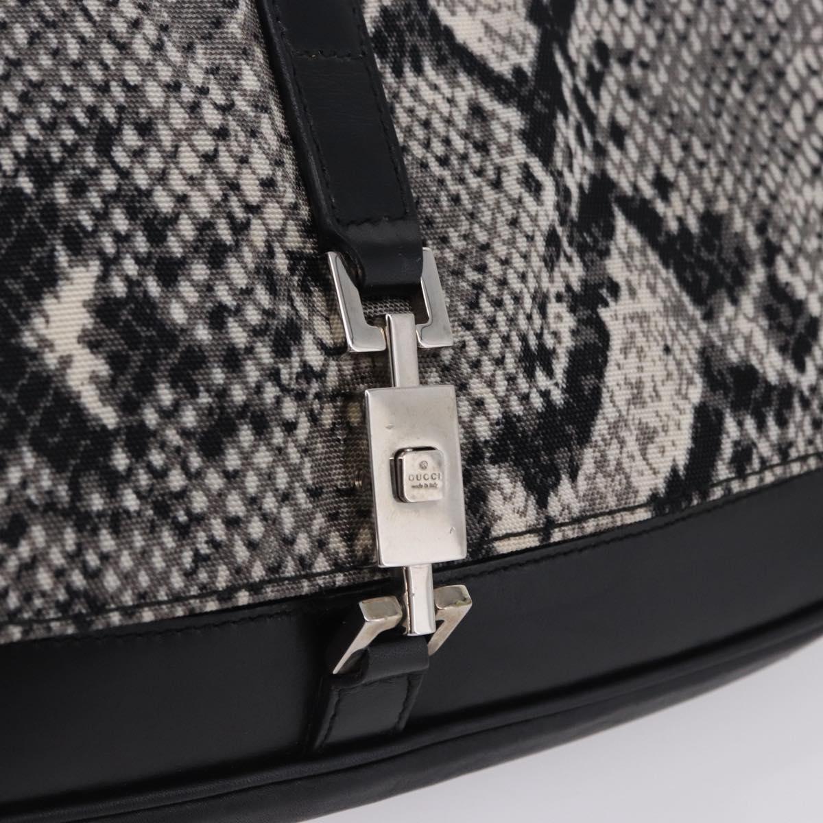 GUCCI Jackie Shoulder Bag Canvas Black Silver Auth hk4070A