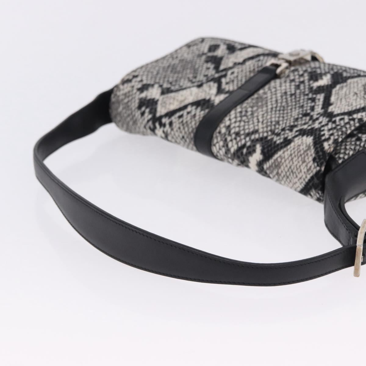 GUCCI Jackie Shoulder Bag Canvas Black Silver Auth hk4070A