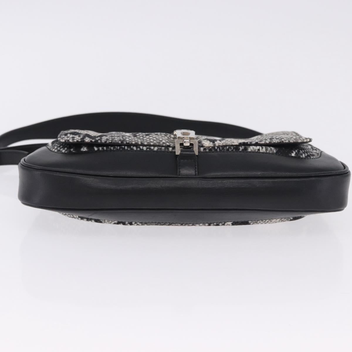GUCCI Jackie Shoulder Bag Canvas Black Silver Auth hk4070A