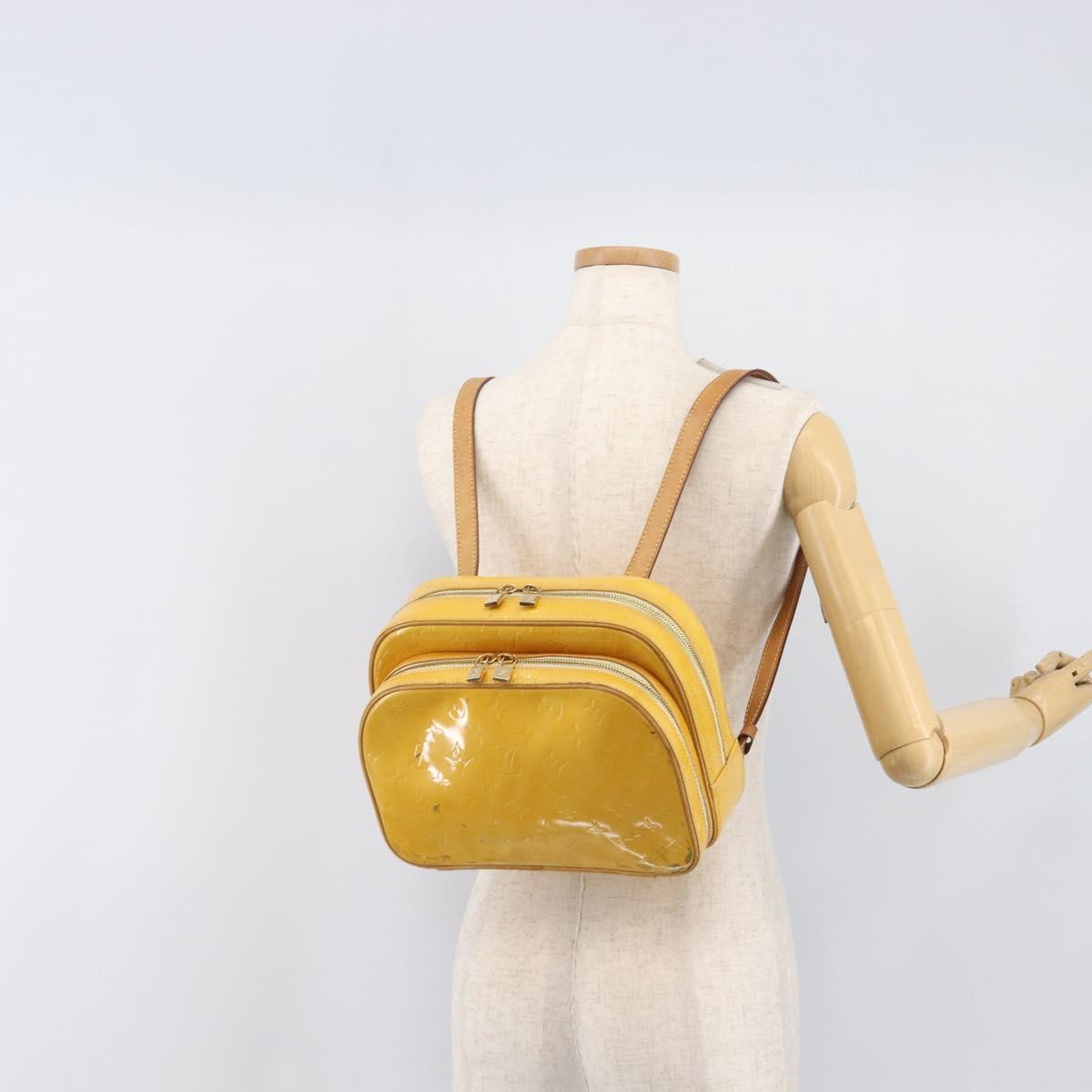 LOUIS VUITTON Monogram Vernis Marley Backpack Yellow M91040 LV Auth hk4072