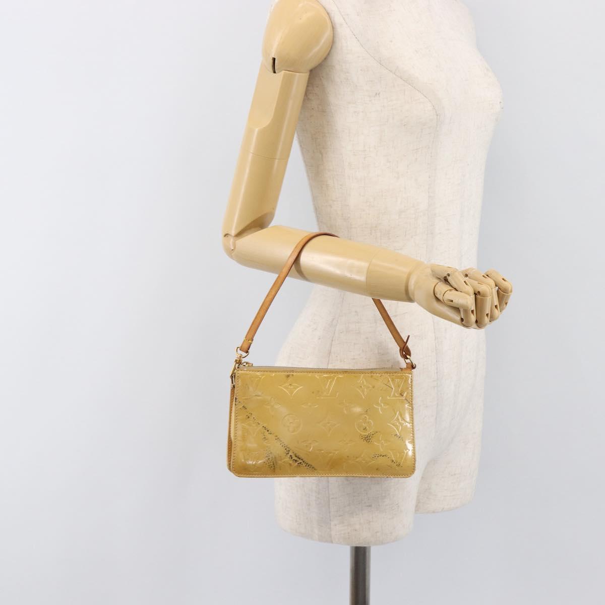 LOUIS VUITTON Monogram Vernis Lexington Accessory Pouch Beige M91010 Auth hk4073