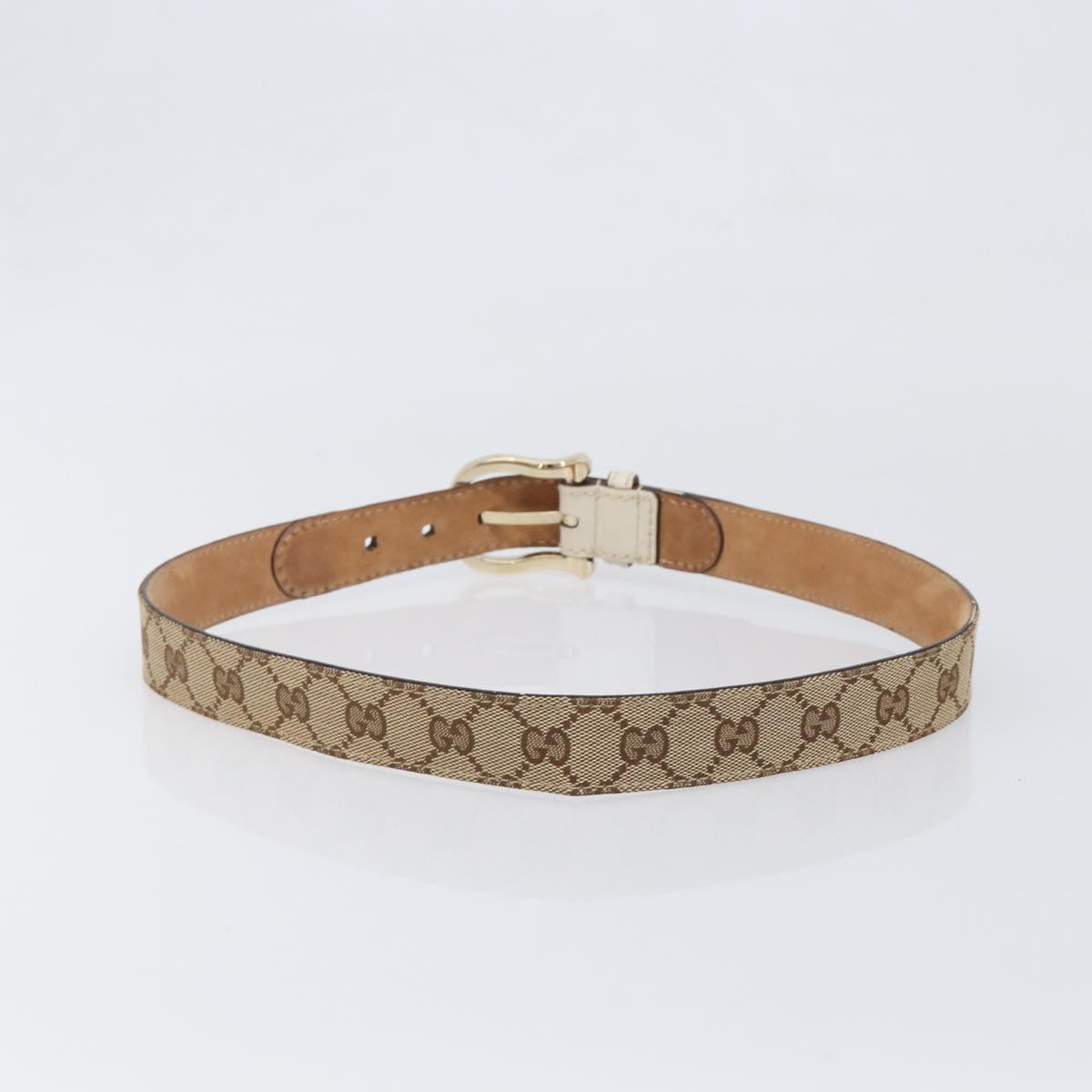 GUCCI GG Canvas Belt 36.6"" Beige Gold 189790 497717 Auth hk4074