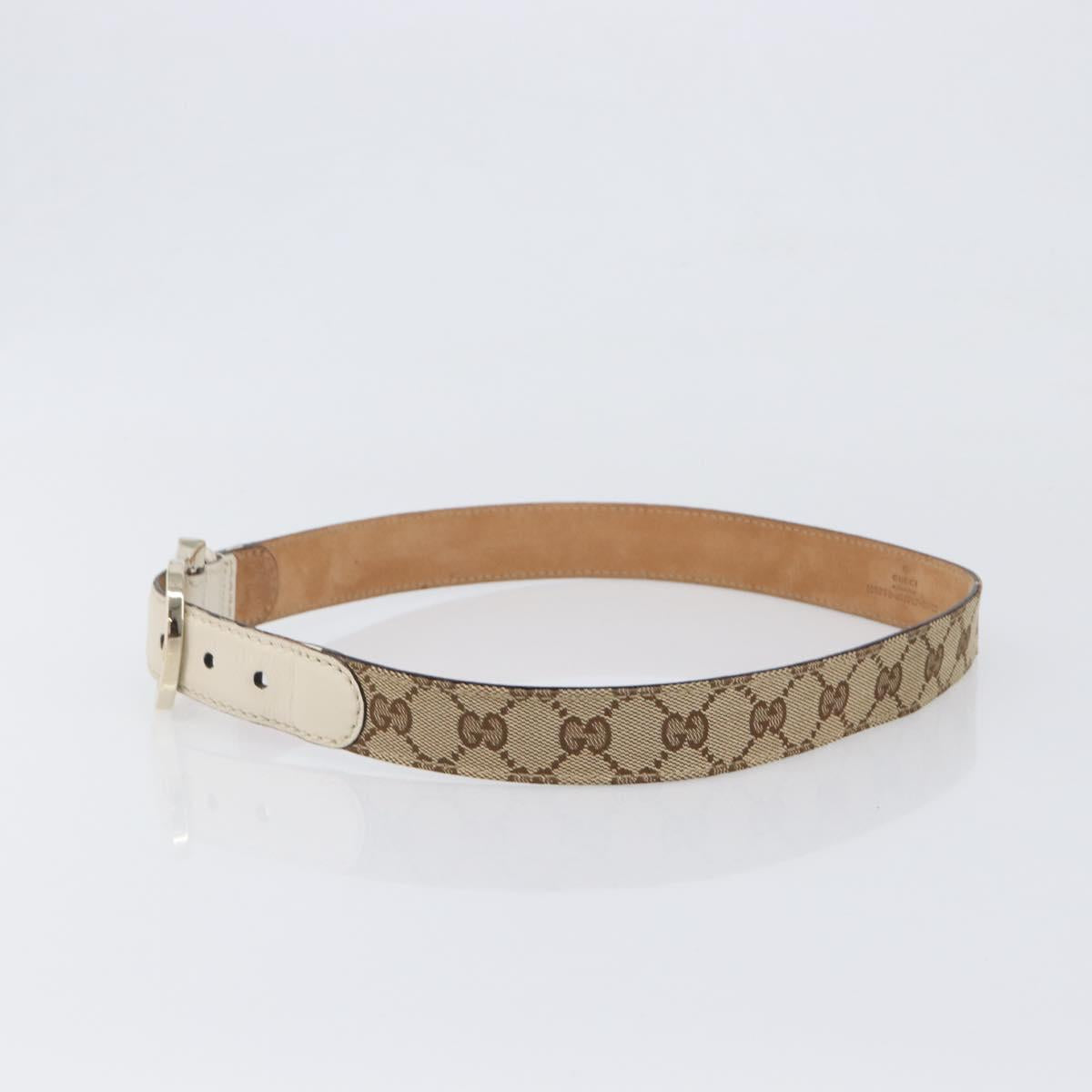 GUCCI GG Canvas Belt 36.6"" Beige Gold 189790 497717 Auth hk4074