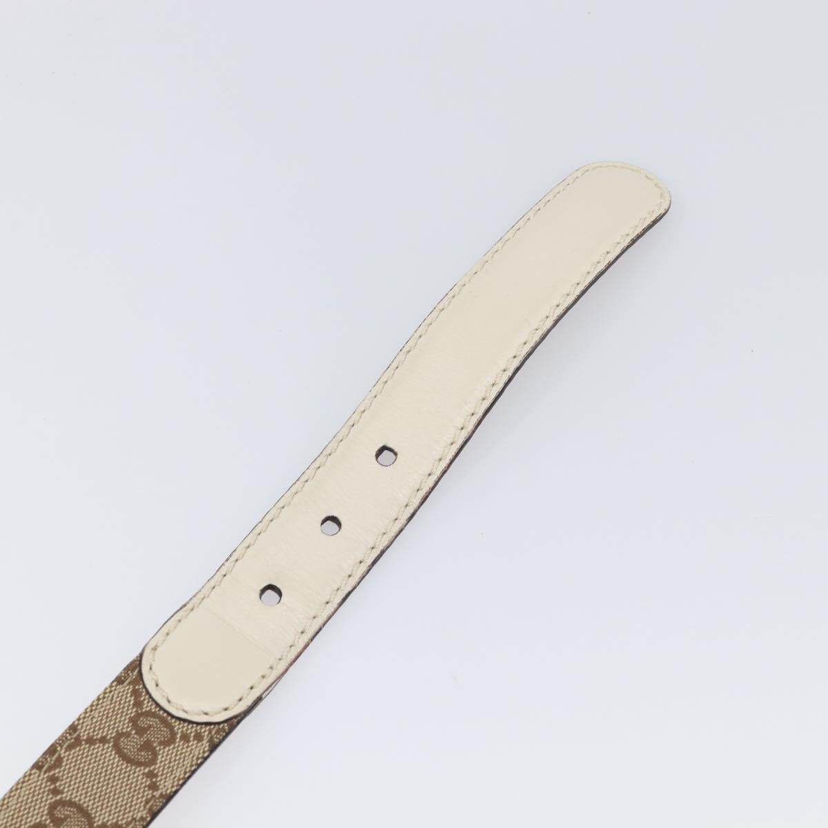 GUCCI GG Canvas Belt 36.6"" Beige Gold 189790 497717 Auth hk4074