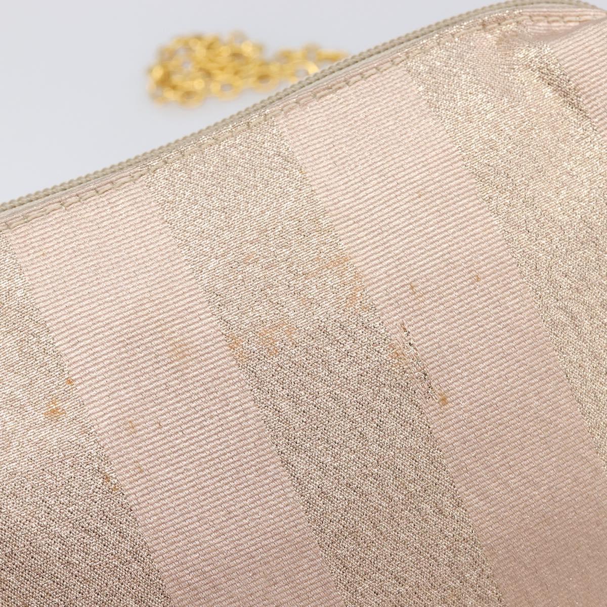 FENDI Chain Shoulder Bag Canvas Pink Gold Auth hk4075
