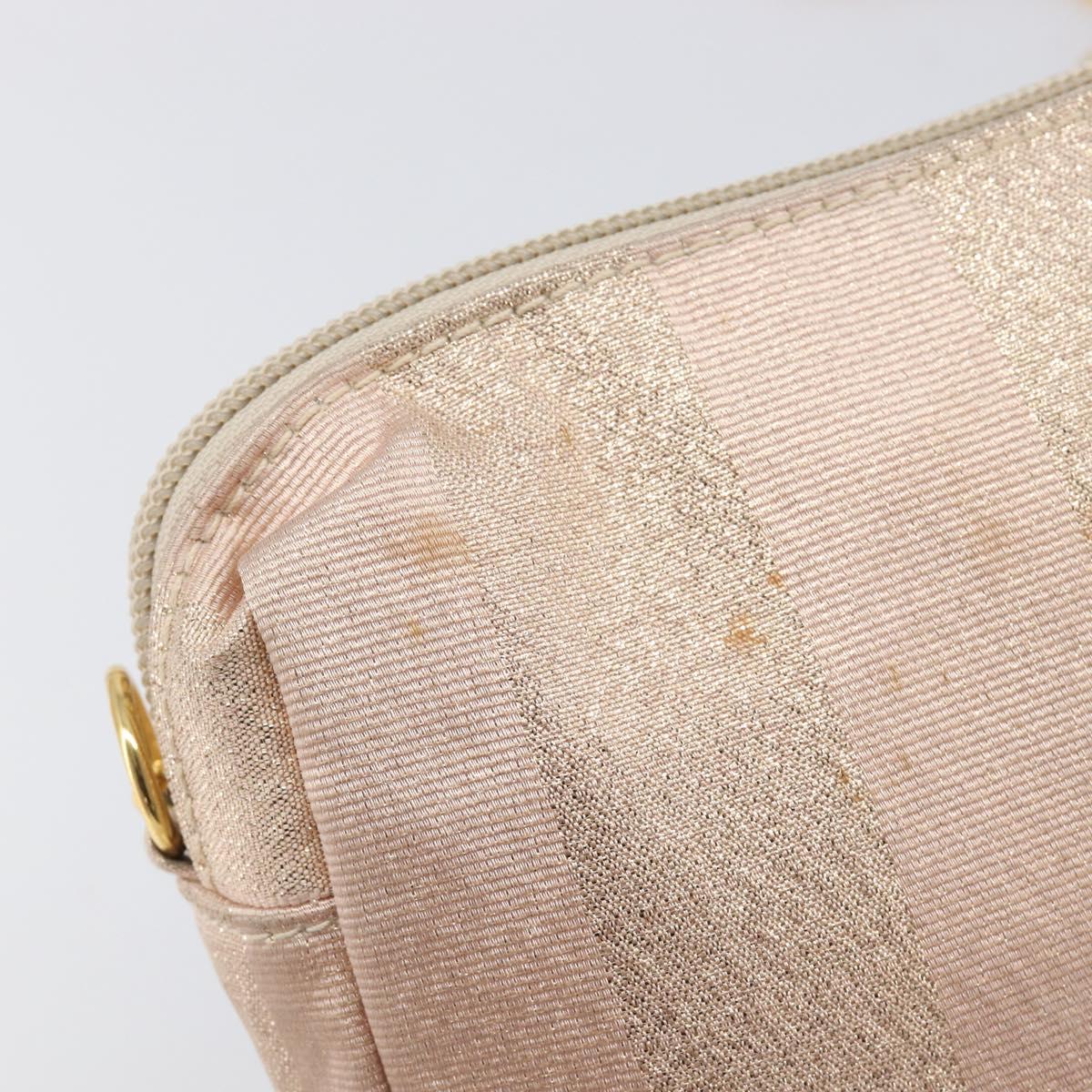 FENDI Chain Shoulder Bag Canvas Pink Gold Auth hk4075