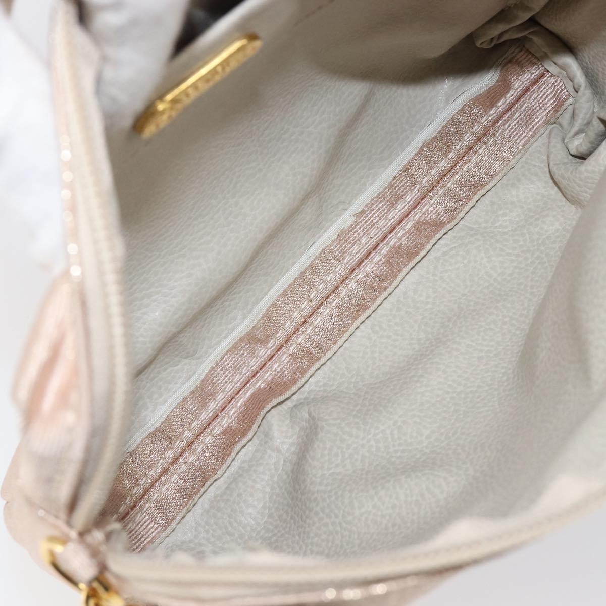 FENDI Chain Shoulder Bag Canvas Pink Gold Auth hk4075