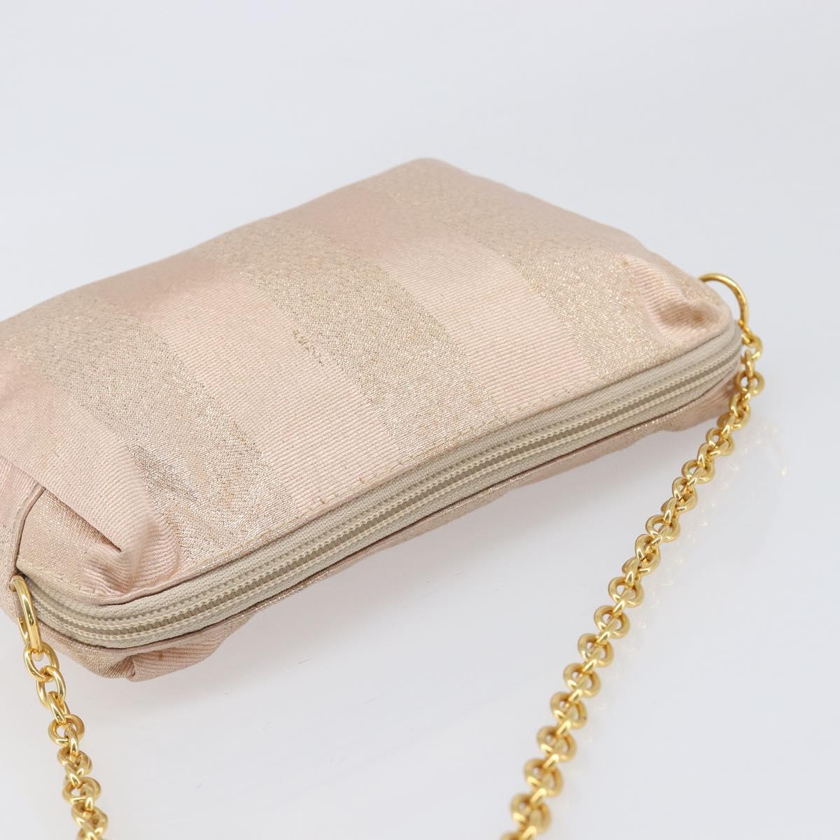 FENDI Chain Shoulder Bag Canvas Pink Gold Auth hk4075