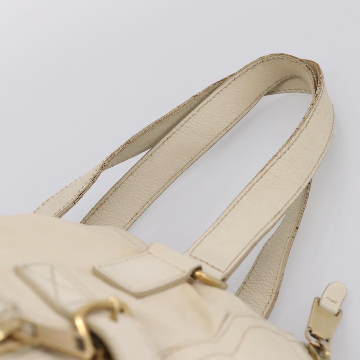 SAINT LAURENT Downtown Tote Bag Leather White Gold 175884 Auth hk4076