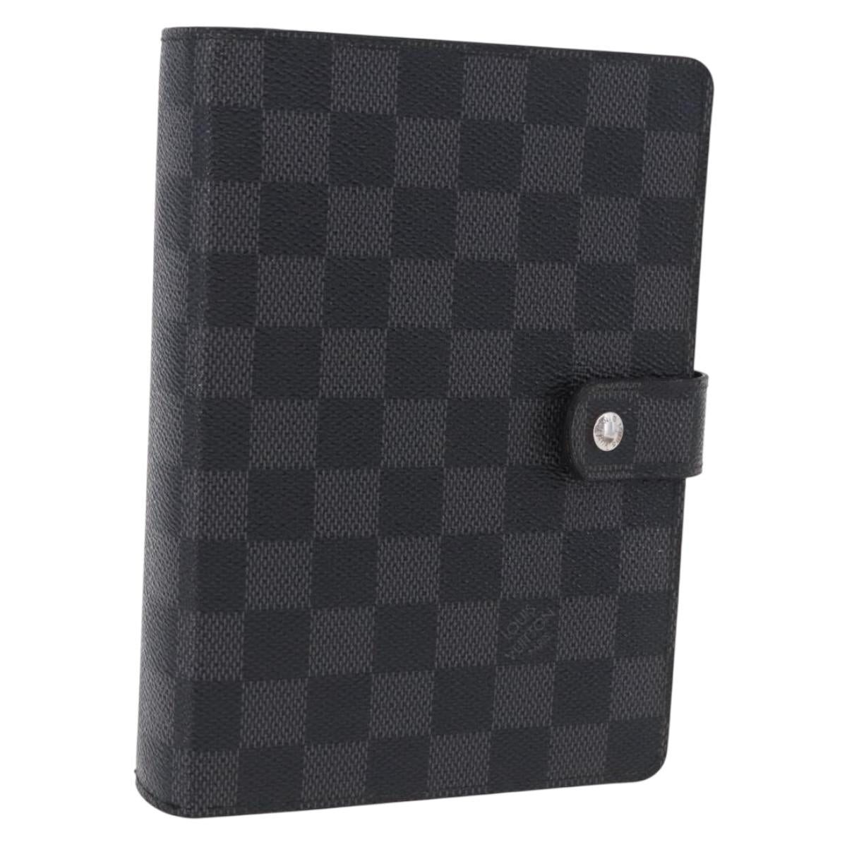 LOUIS VUITTON Damier Graphite Agenda MM Day Planner Cover R20242 LV Auth hk4077
