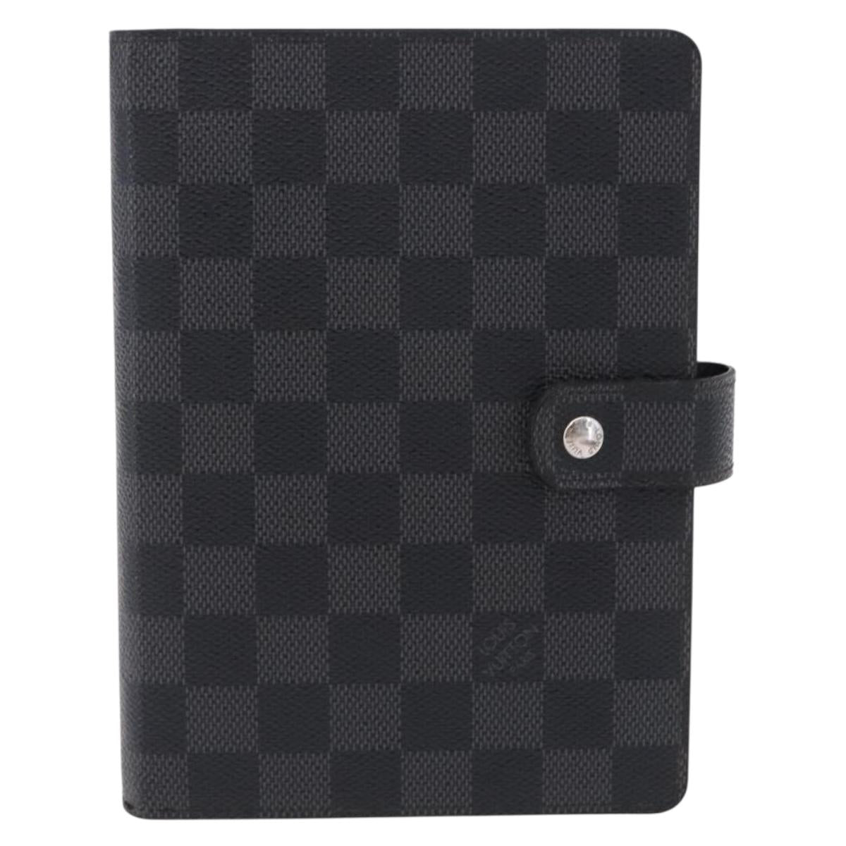 LOUIS VUITTON Damier Graphite Agenda MM Day Planner Cover R20242 LV Auth hk4077