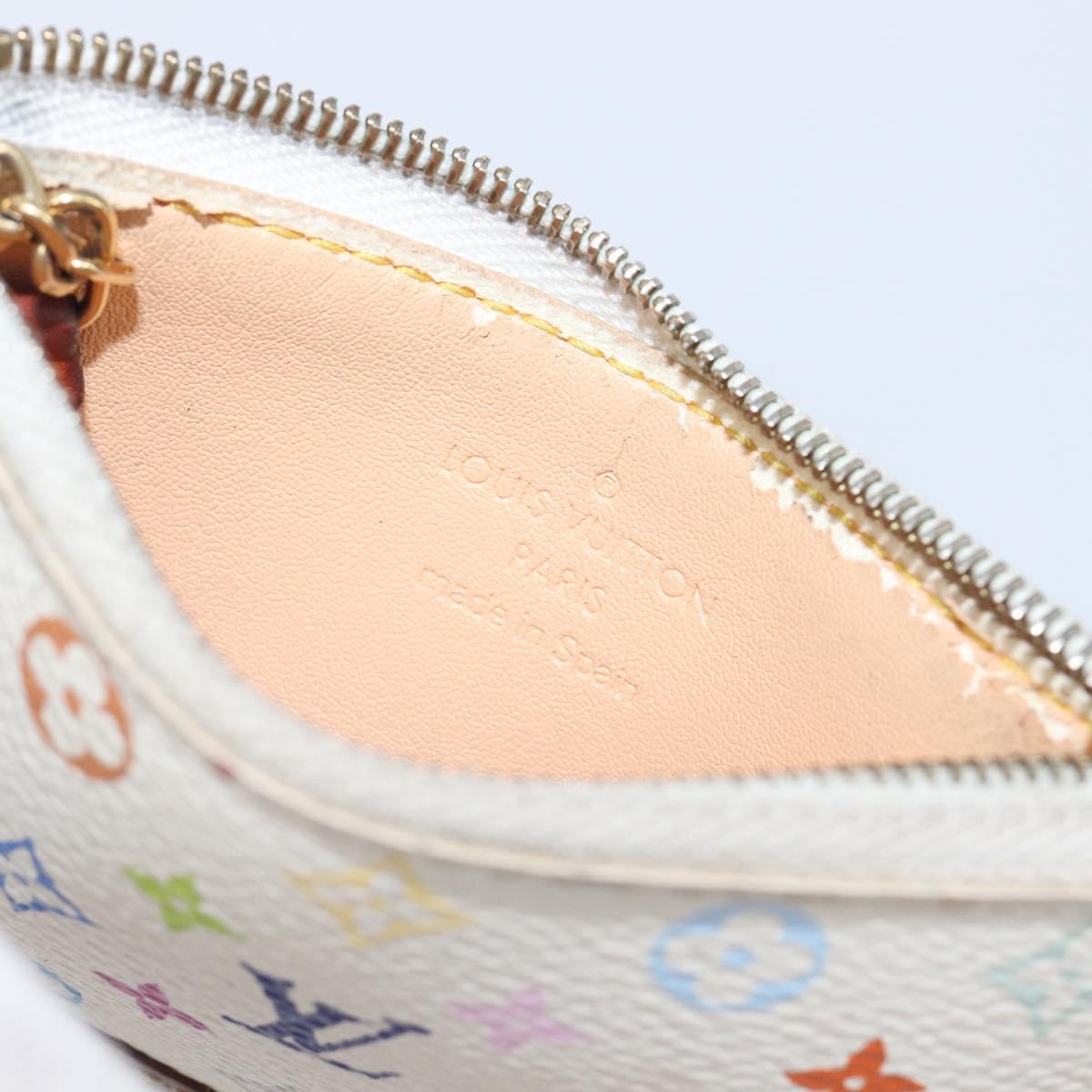 LOUIS VUITTON Multicolor Pochette Cles Coin Purse White M92655 LV Auth hk4078