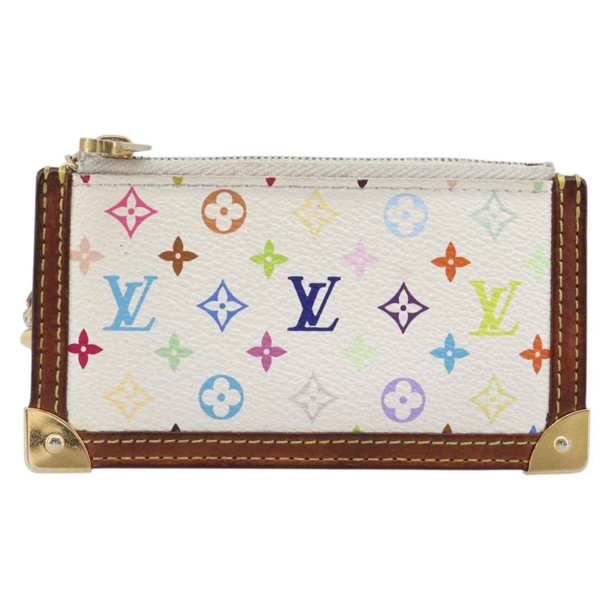 LOUIS VUITTON Multicolor Pochette Cles Coin Purse White M92655 LV Auth hk4078