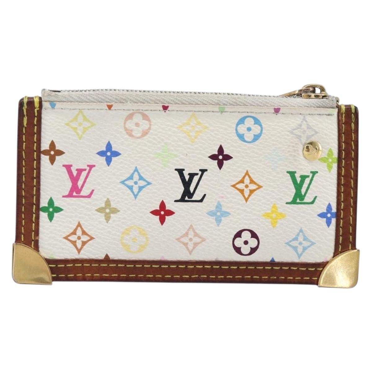 LOUIS VUITTON Multicolor Pochette Cles Coin Purse White M92655 LV Auth hk4078