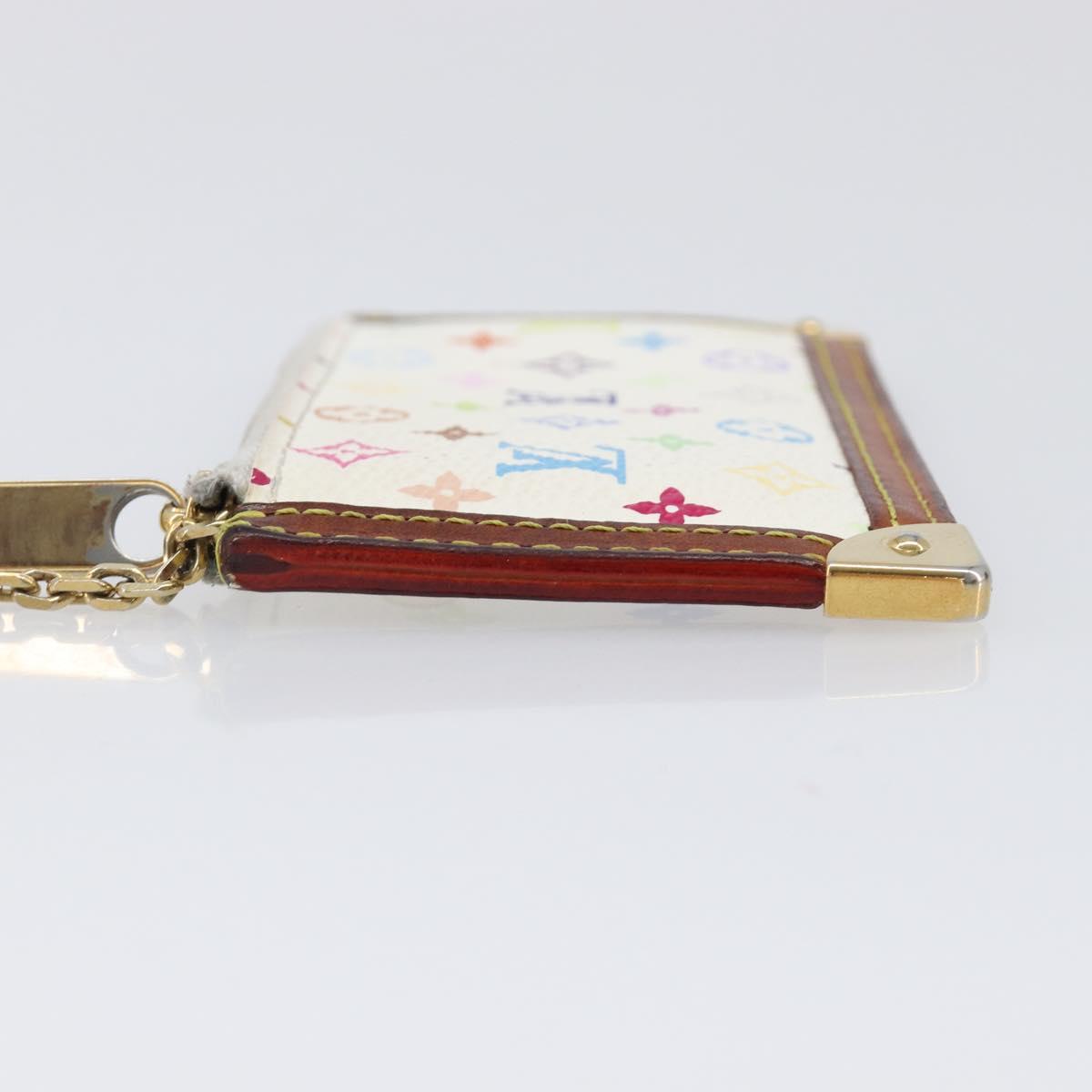 LOUIS VUITTON Multicolor Pochette Cles Coin Purse White M92655 LV Auth hk4078