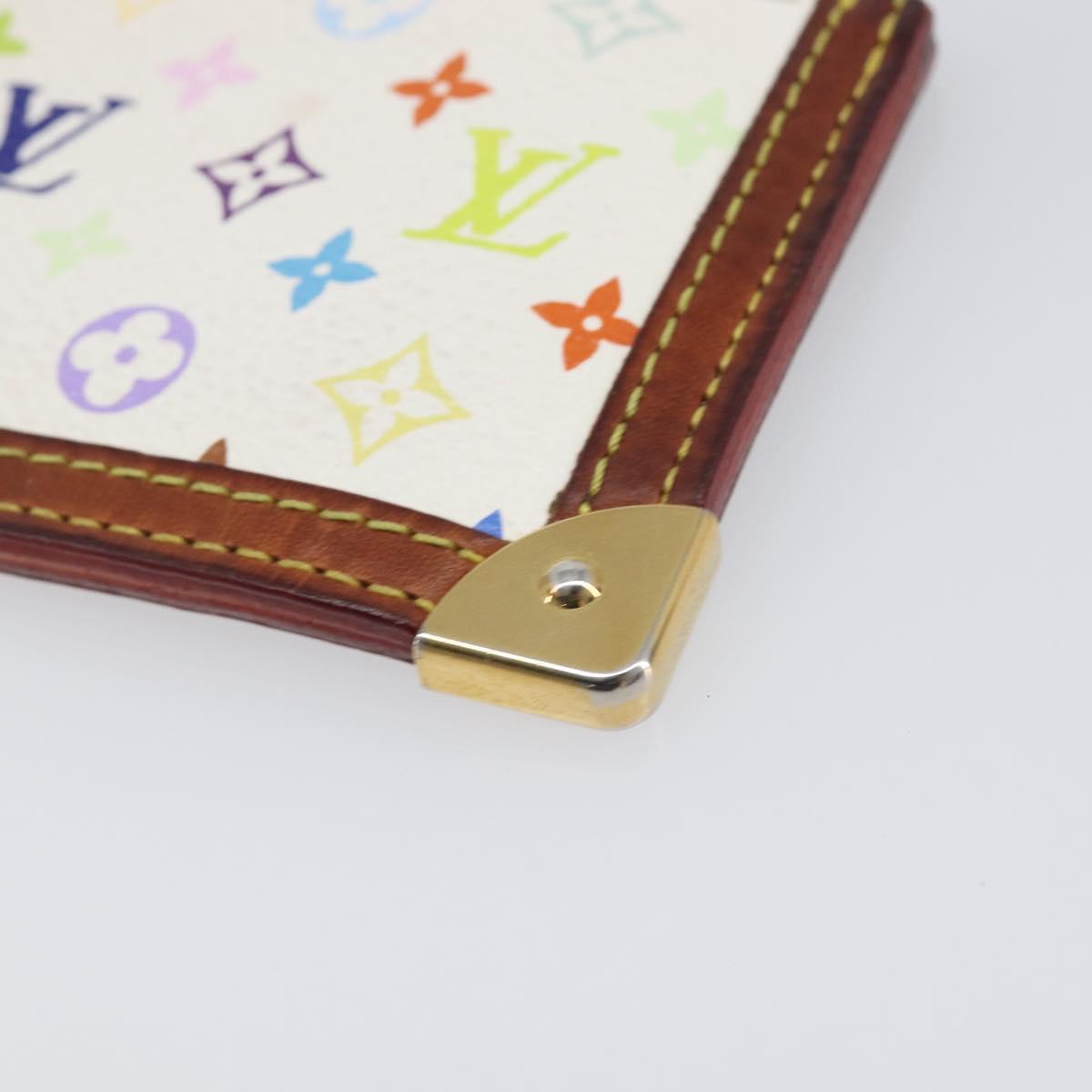 LOUIS VUITTON Multicolor Pochette Cles Coin Purse White M92655 LV Auth hk4078