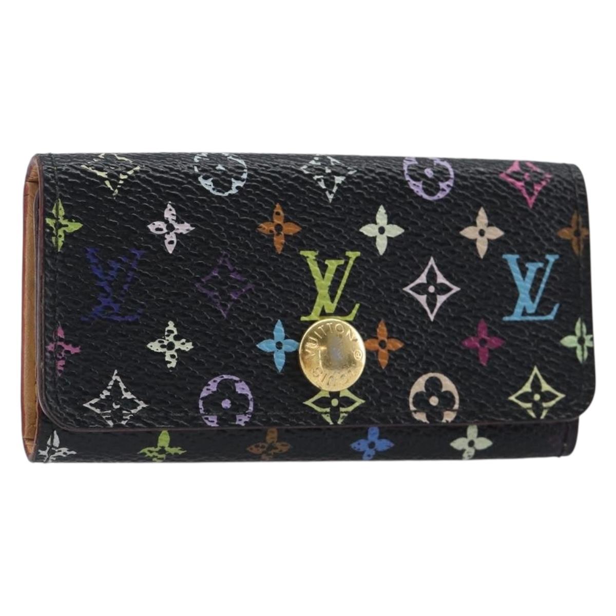 LOUIS VUITTON Multicolor Multicles 4 Key Case Black M93732 LV Auth hk4079