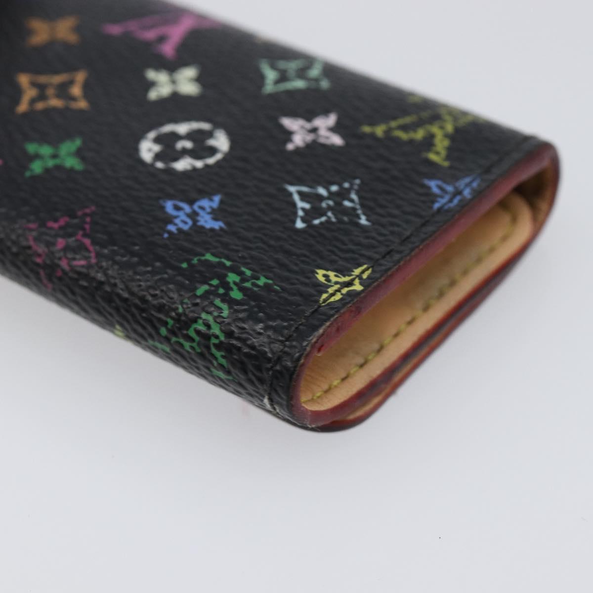 LOUIS VUITTON Multicolor Multicles 4 Key Case Black M93732 LV Auth hk4079